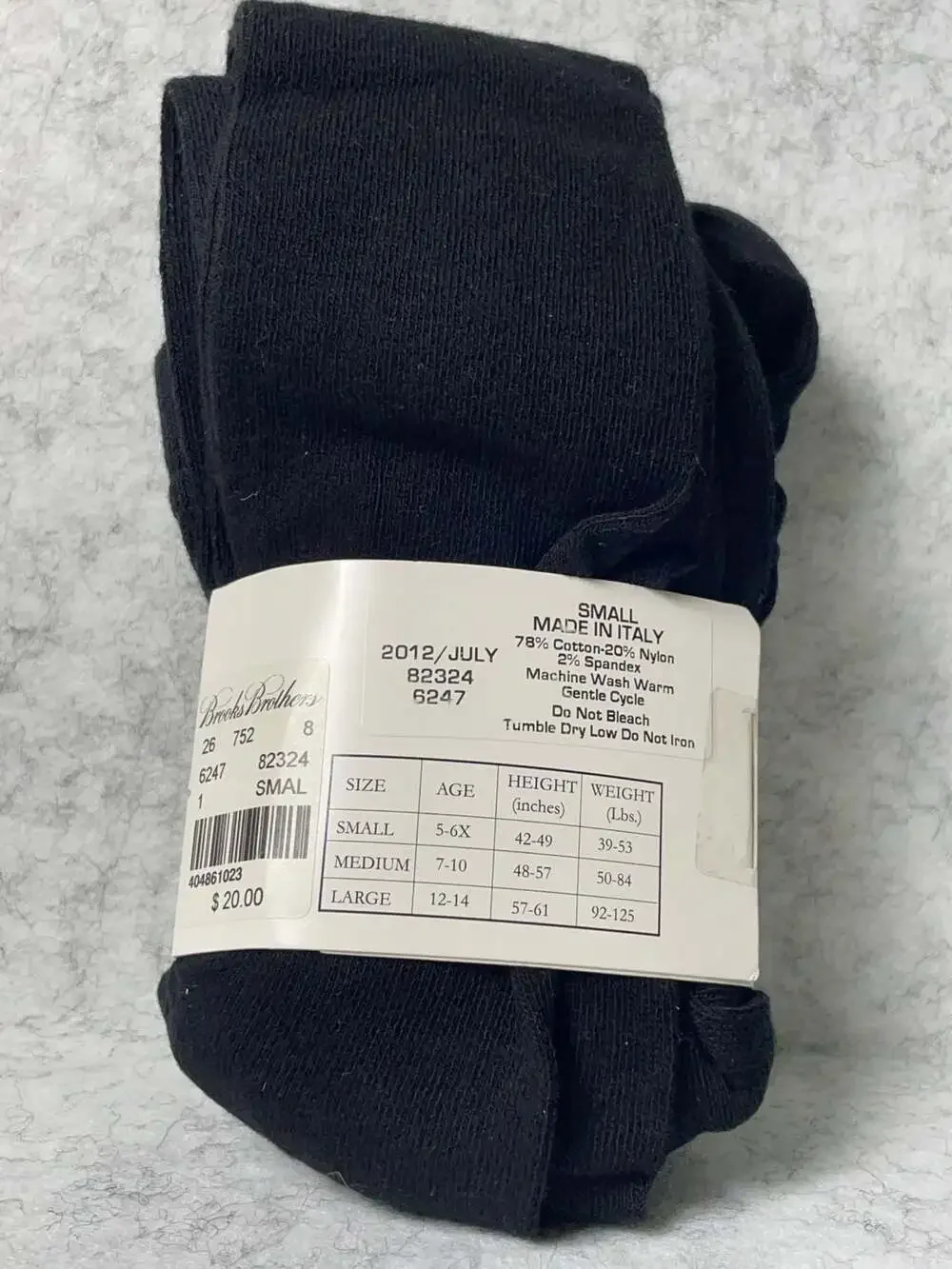 Brooks Brothers Fleece Girls 2-Pack Black Solid Tights Size Small 5-6X